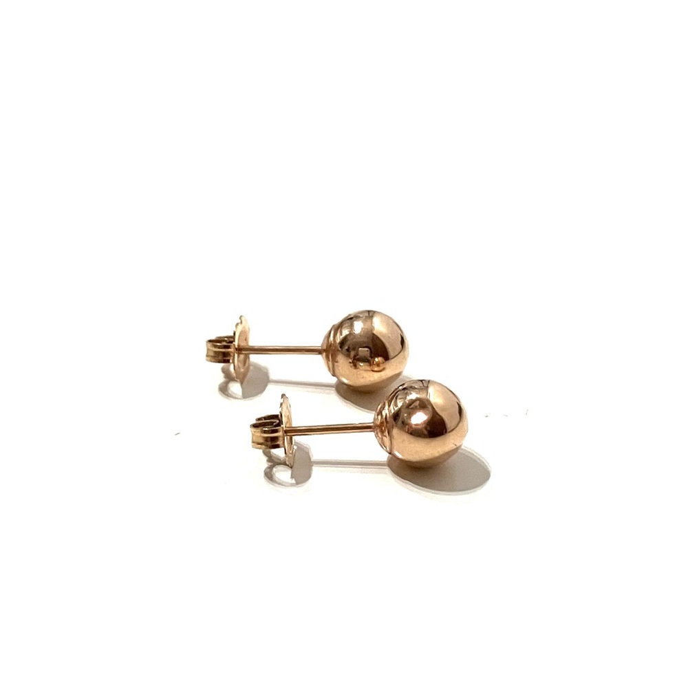 14K Rose Gold 6mm Ball Stud Earrings - Picture 3 of 5